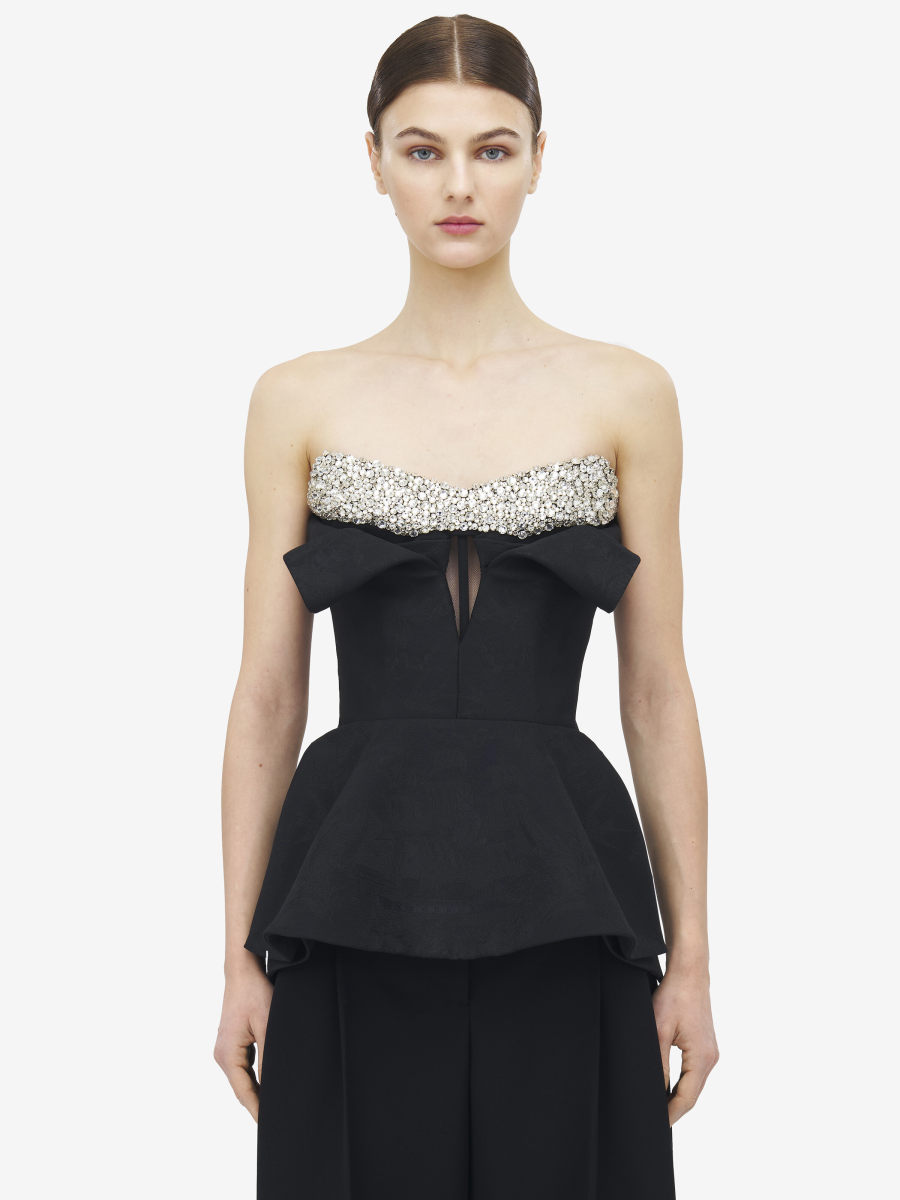 ALEXANDER MCQUEEN - Crystal Embroidery Strapless Corset Top - Item 840276QZAPK1000